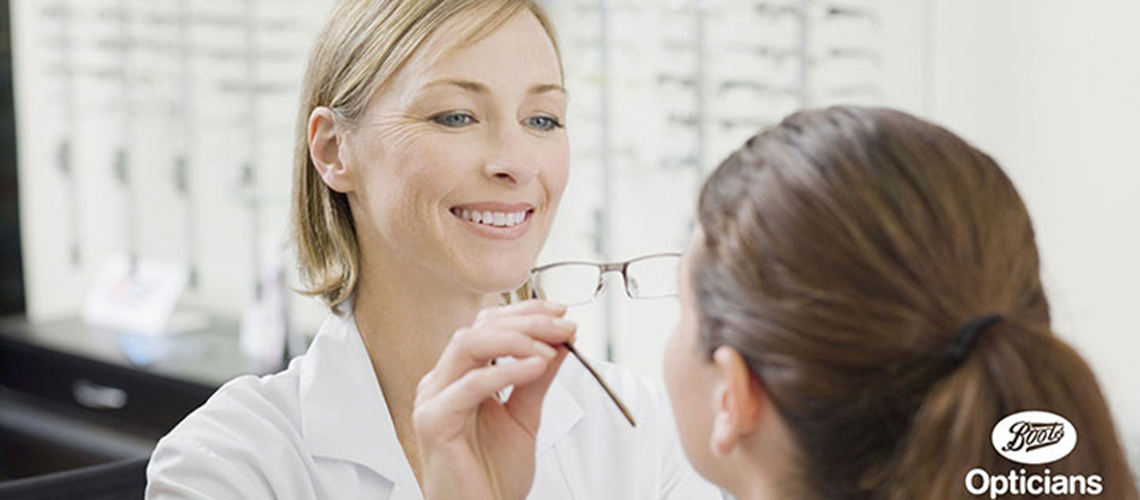 Customer getting glasses at Boots the Opticians